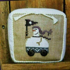 Bent‎ Creek Snowman Flatbed Winter Snow Linen Cross Stitch Kit New in Package